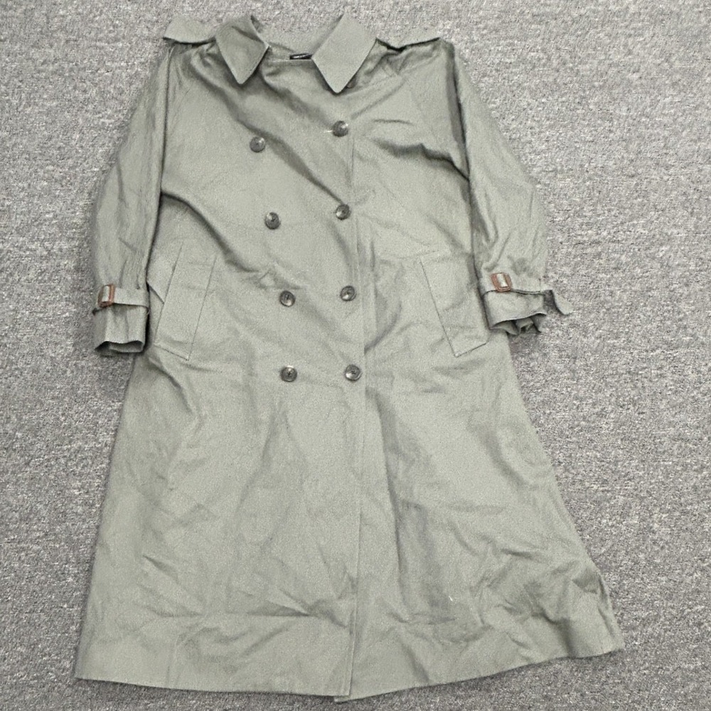 Polo university club Trench Coat Mens L Green Double Breasted Removable Liner